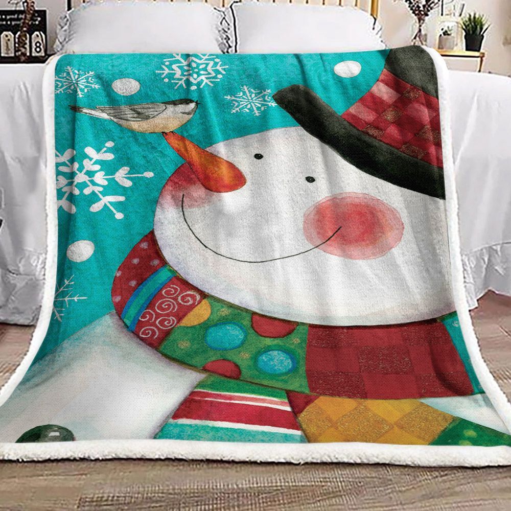 Snowman Sherpa Fleece Blanket