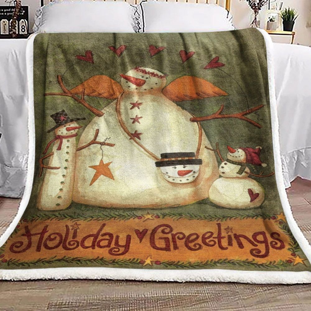 Snowman Sherpa Fleece Blanket