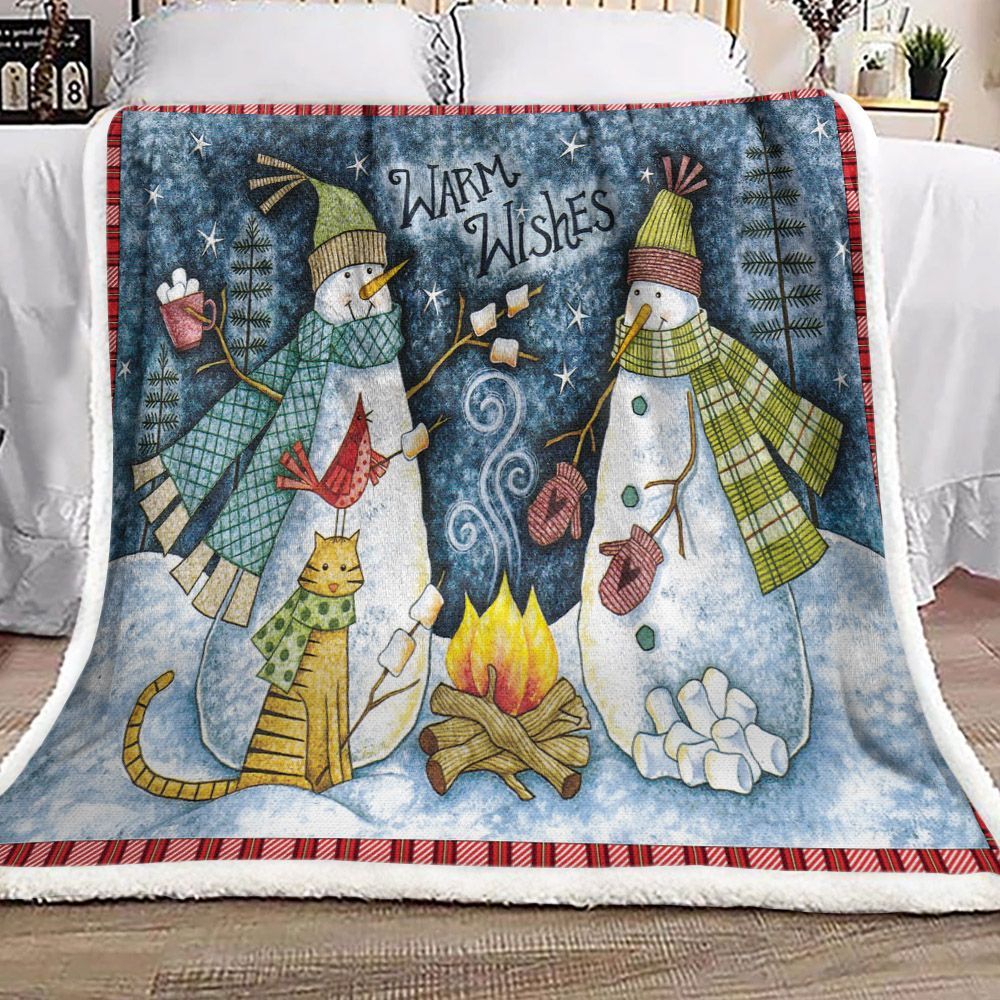 Snowman Sherpa Fleece Blanket