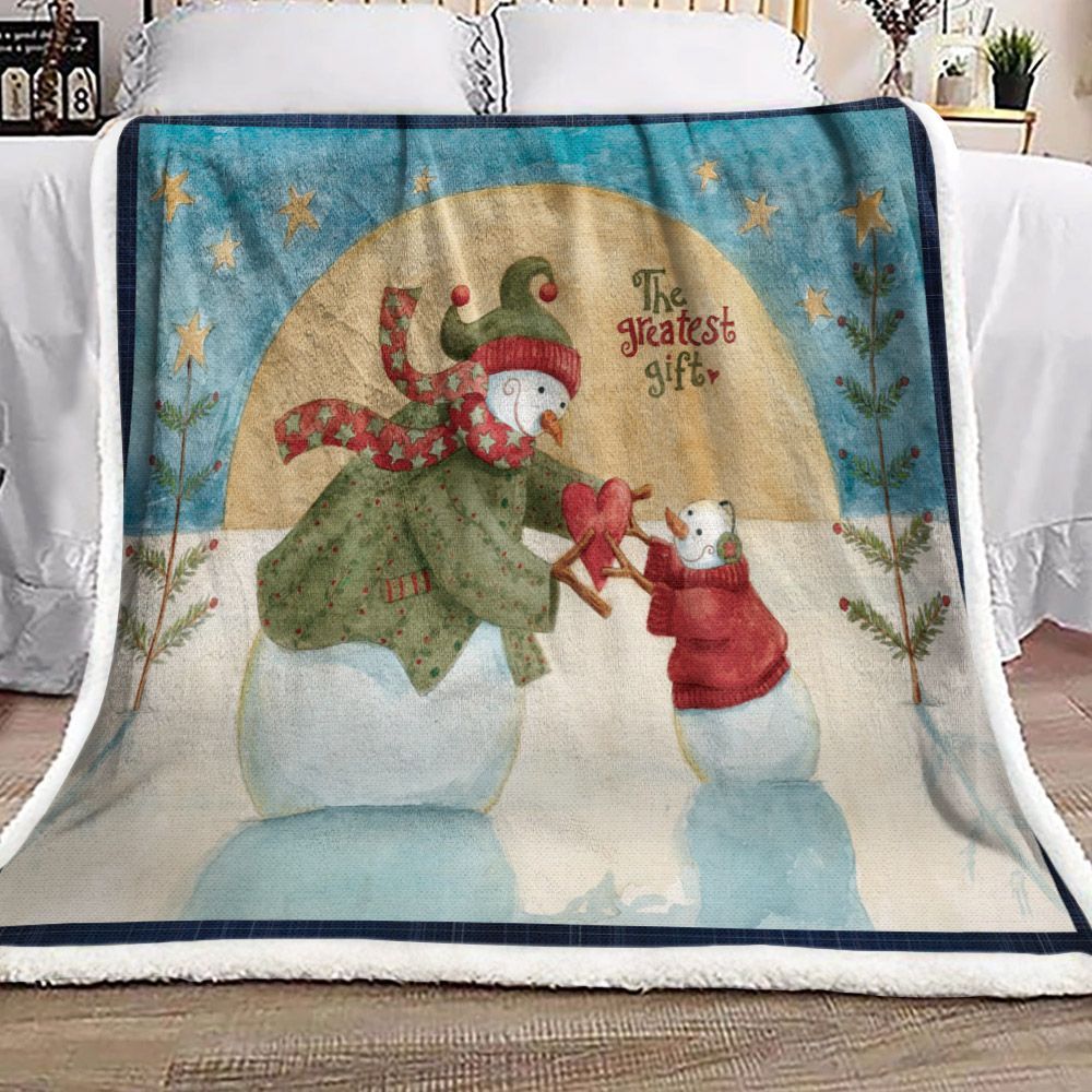 Snowman Sherpa Fleece Blanket