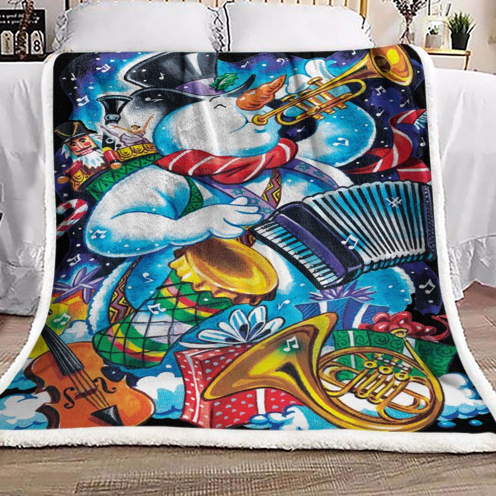 Snowman Sherpa Fleece Blanket