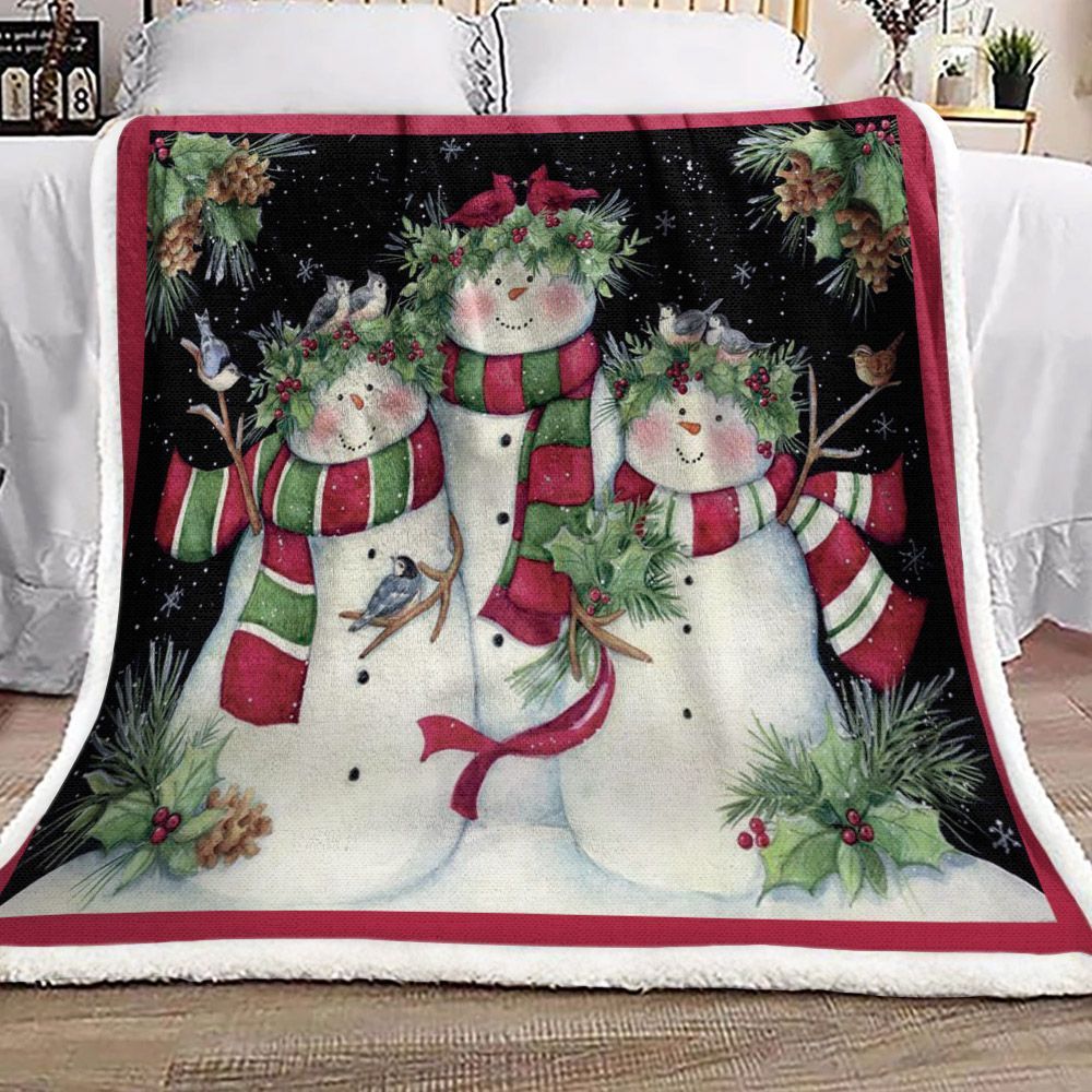 Snowman Sherpa Fleece Blanket