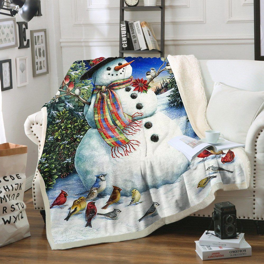Snowman Sherpa Fleece Blanket