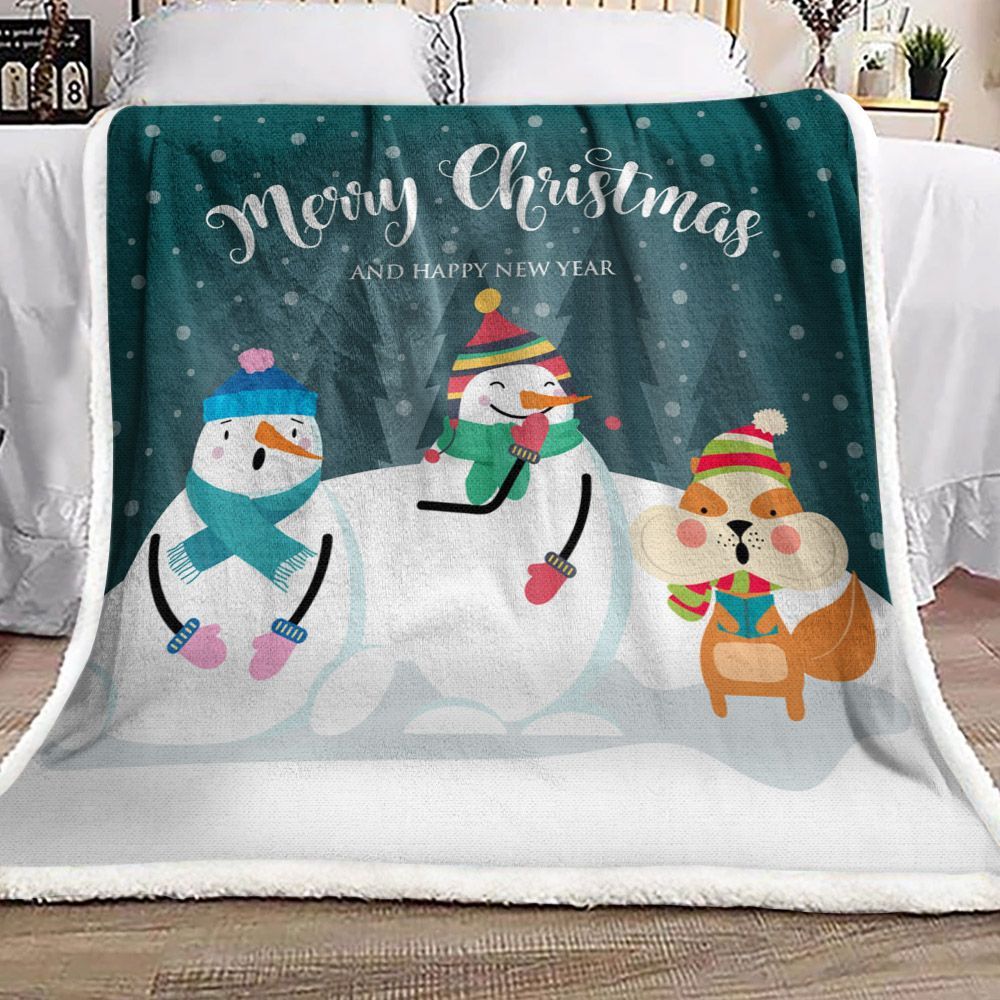 Snowman Sherpa Fleece Blanket