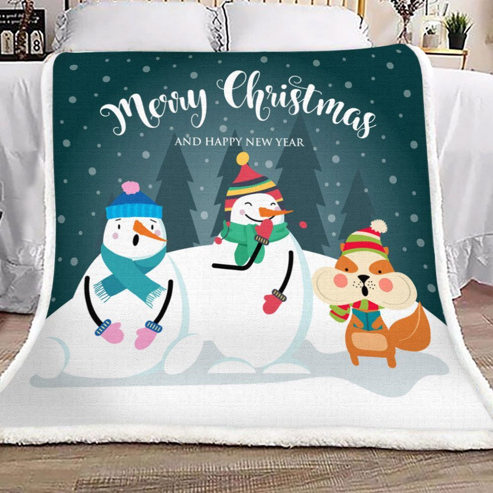Snowman Sherpa Fleece Blanket