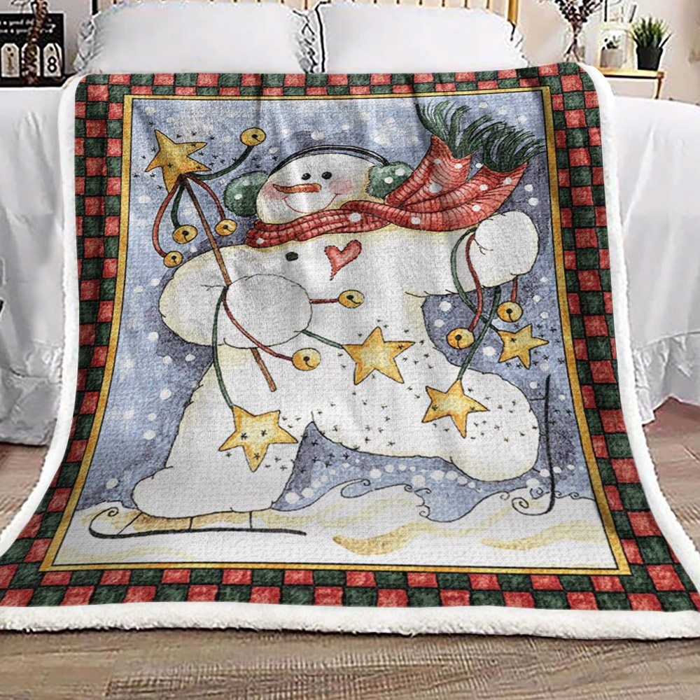 Snowman Sherpa Fleece Blanket