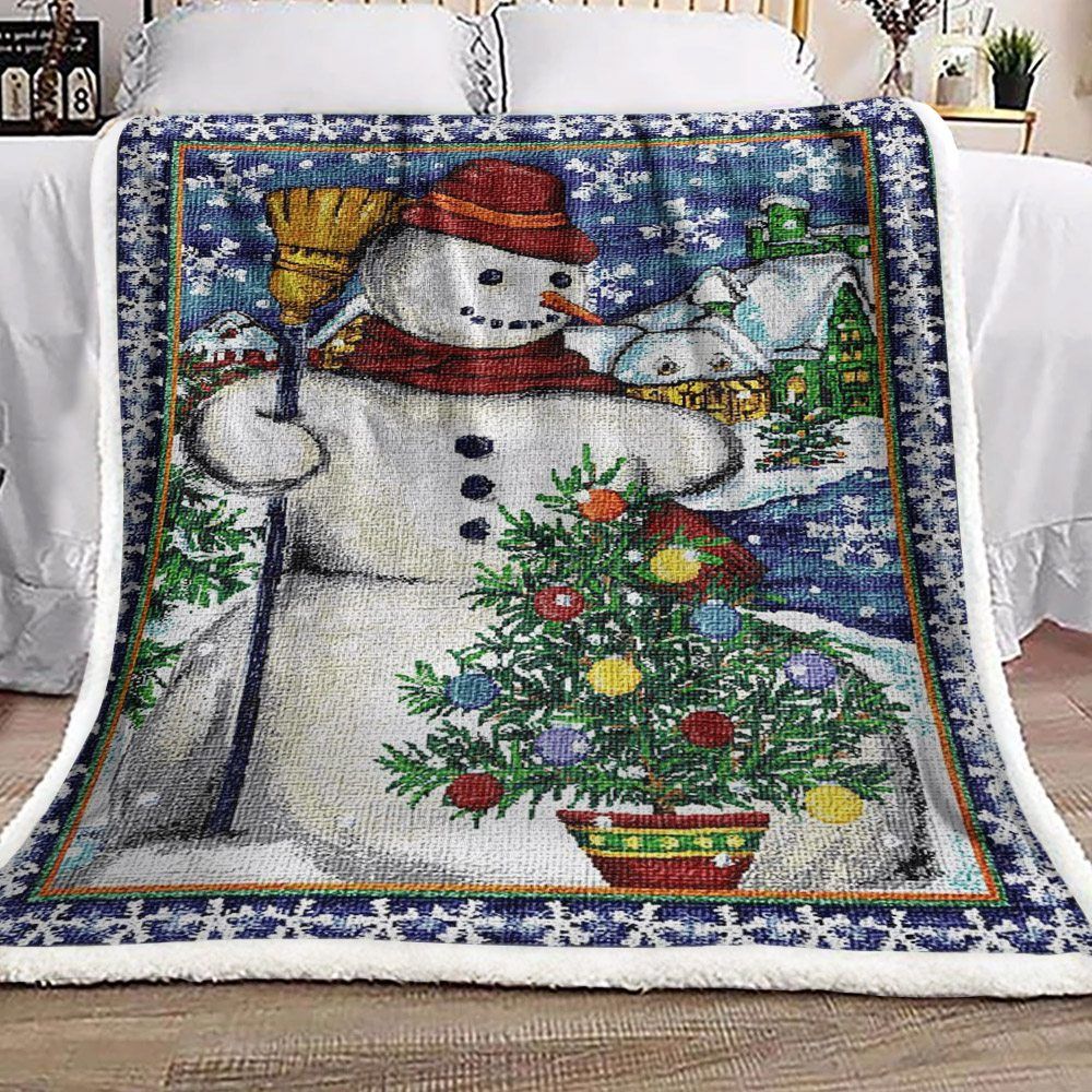 Snowman Sherpa Fleece Blanket