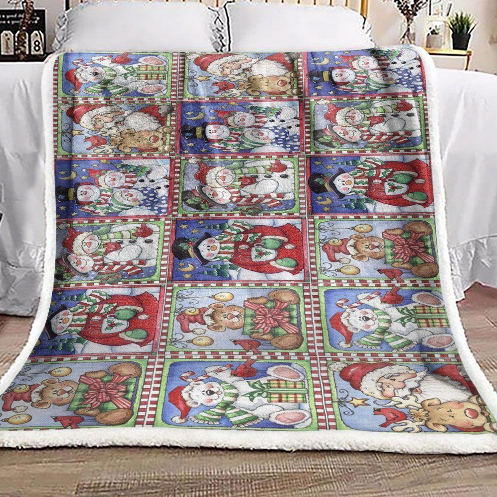 Snowman Sherpa Fleece Blanket