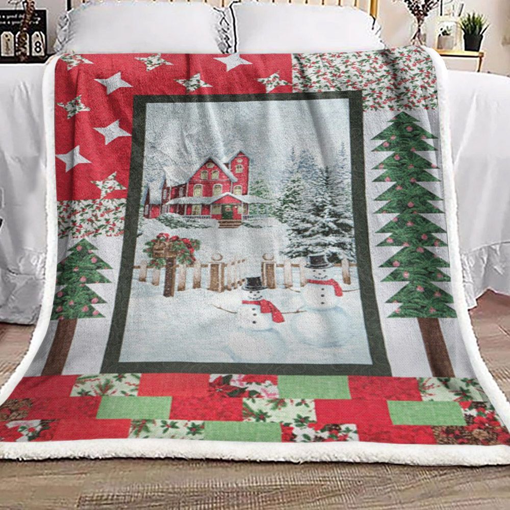 Snowman Sherpa Fleece Blanket