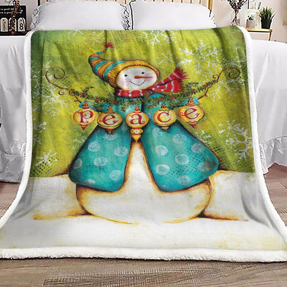 Snowman Peace Sherpa Fleece Blanket