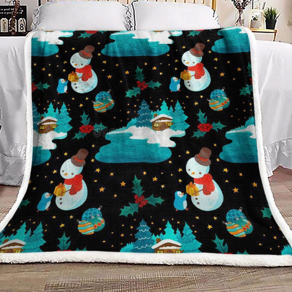 Snowman Penguin Sherpa Fleece Blanket