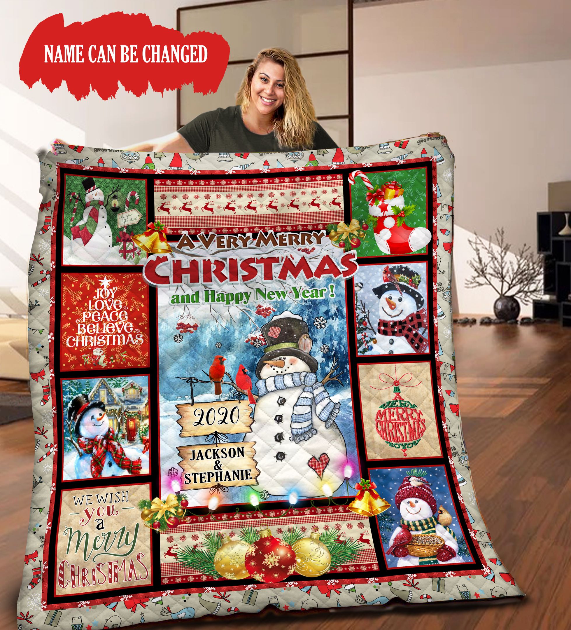 Snowman Personalized HHH121105NA Quilt Blanket