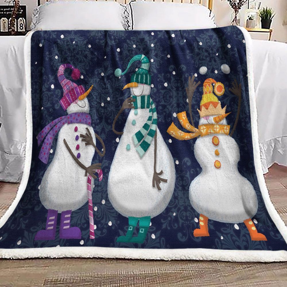 Snowman Play Sherpa Fleece Blanket