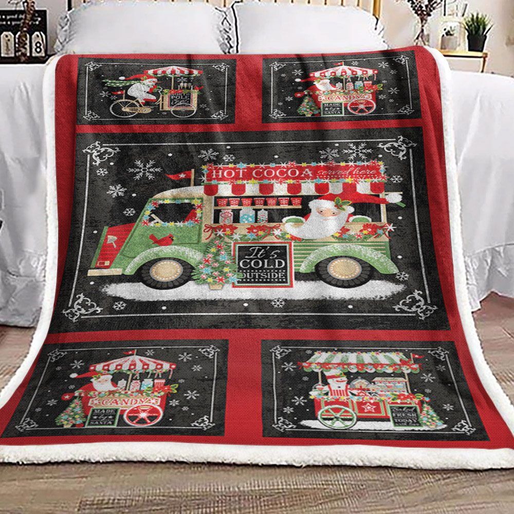 Snowman Santa Car Christmas Sherpa Fleece Blanket