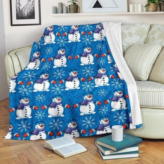 Snowman Snowflake Sherpa Fleece Blanket