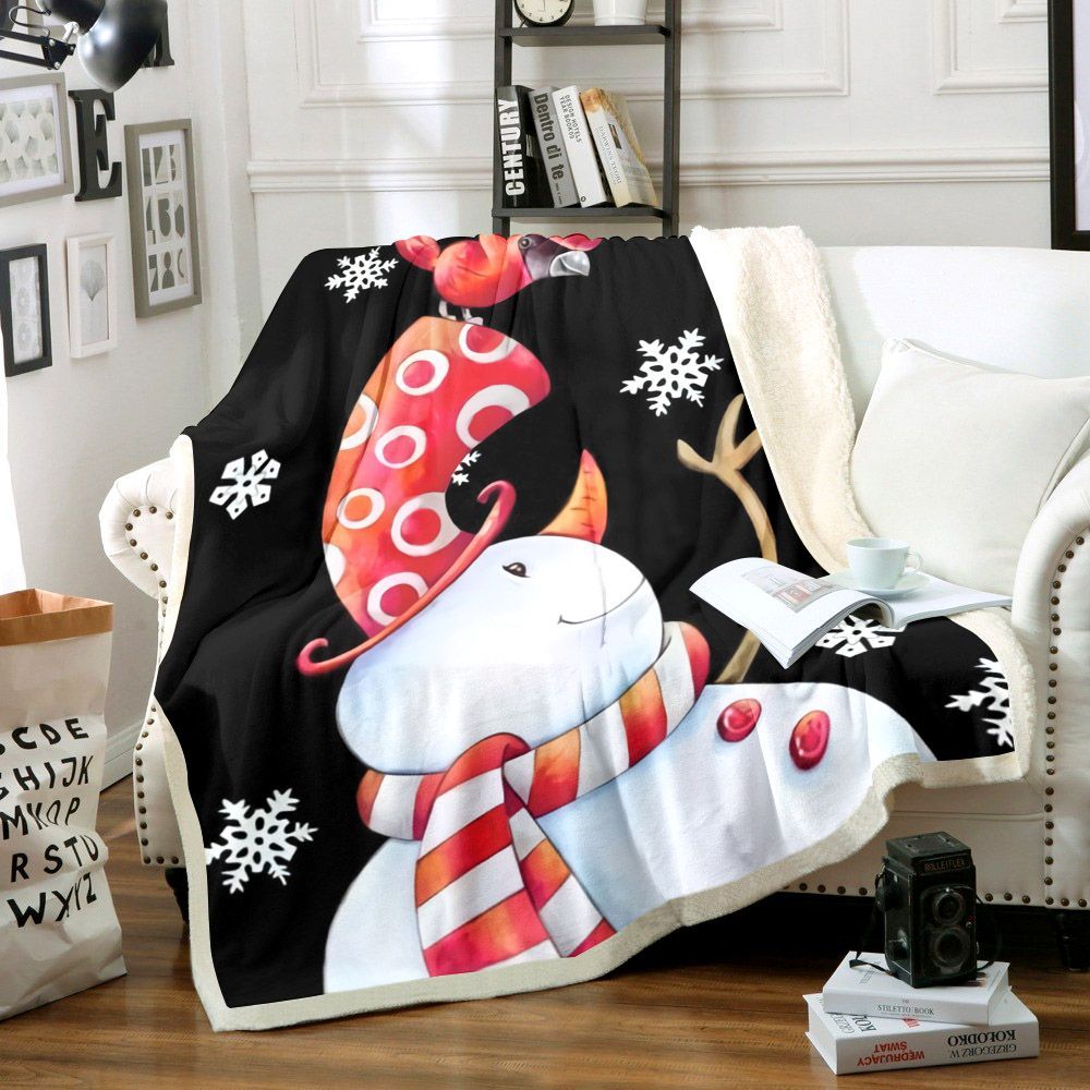 Snowman Sherpa Fleece Blanket