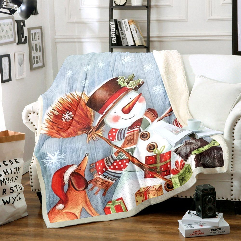 Snowman Sherpa Fleece Blanket