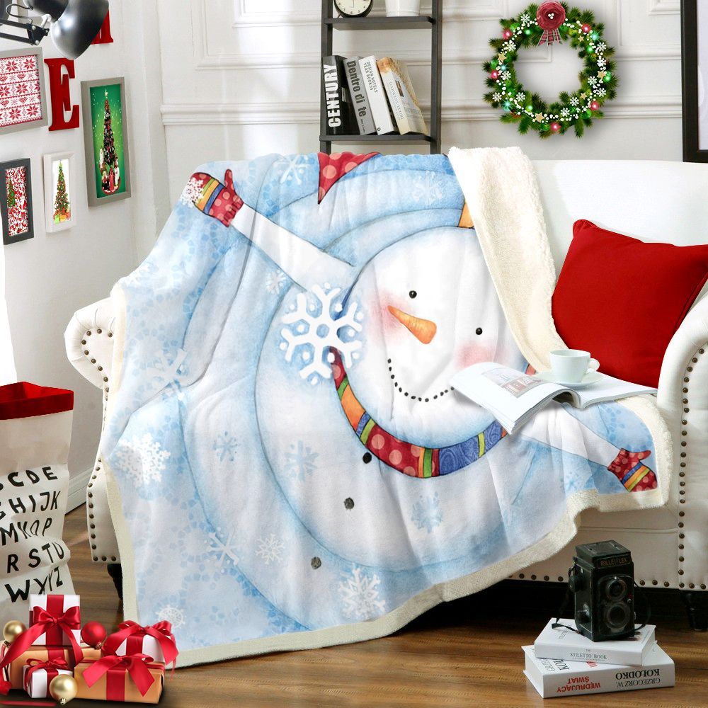 Snowman Sherpa Fleece Blanket