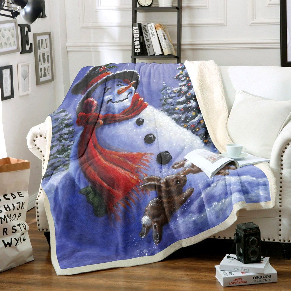 Snowman Sherpa Fleece Blanket