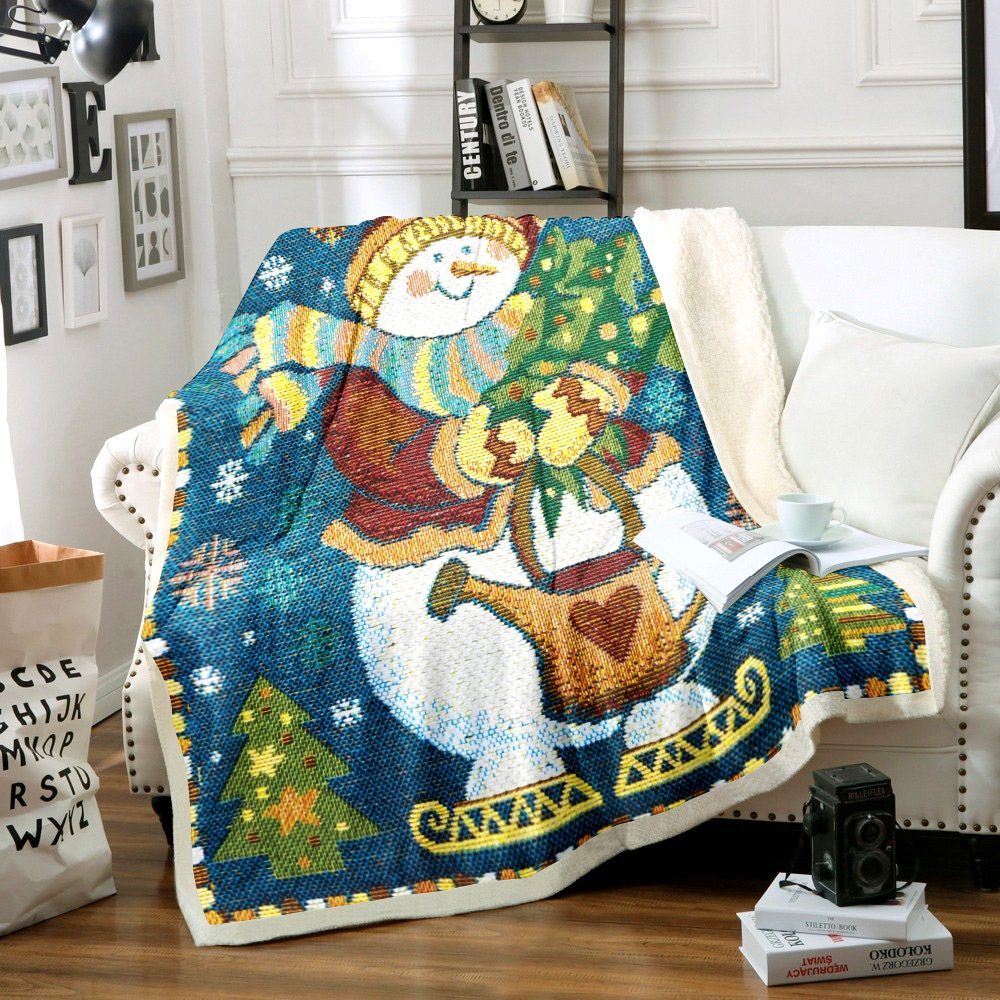 Snowman Sherpa Fleece Blanket