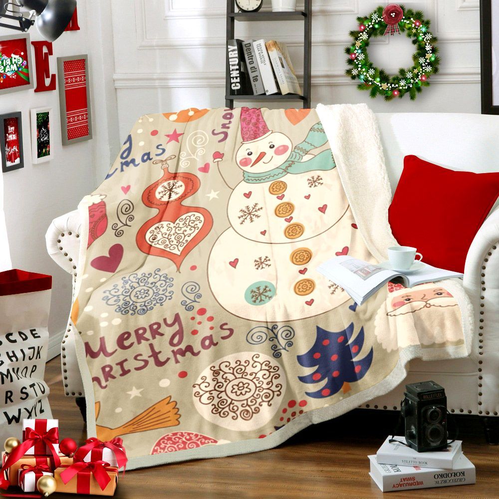 Snowman Sherpa Fleece Blanket