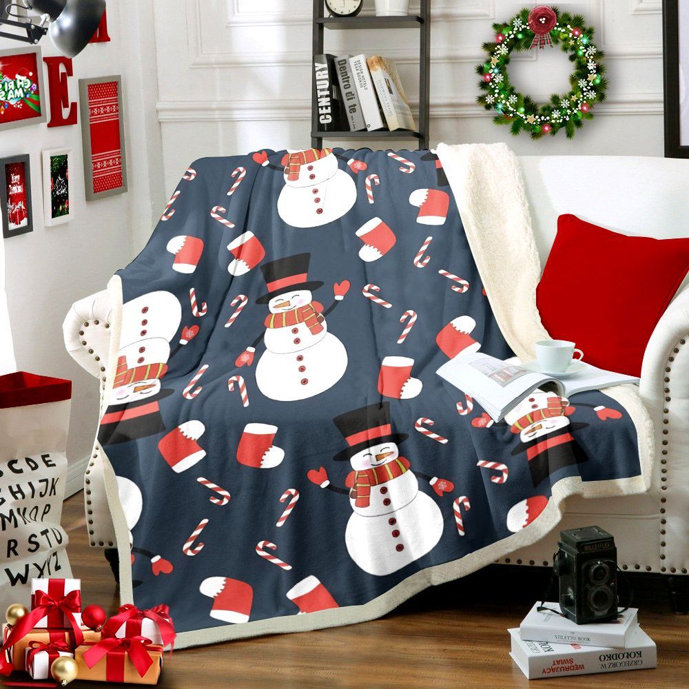 Snowman Sherpa Fleece Blanket