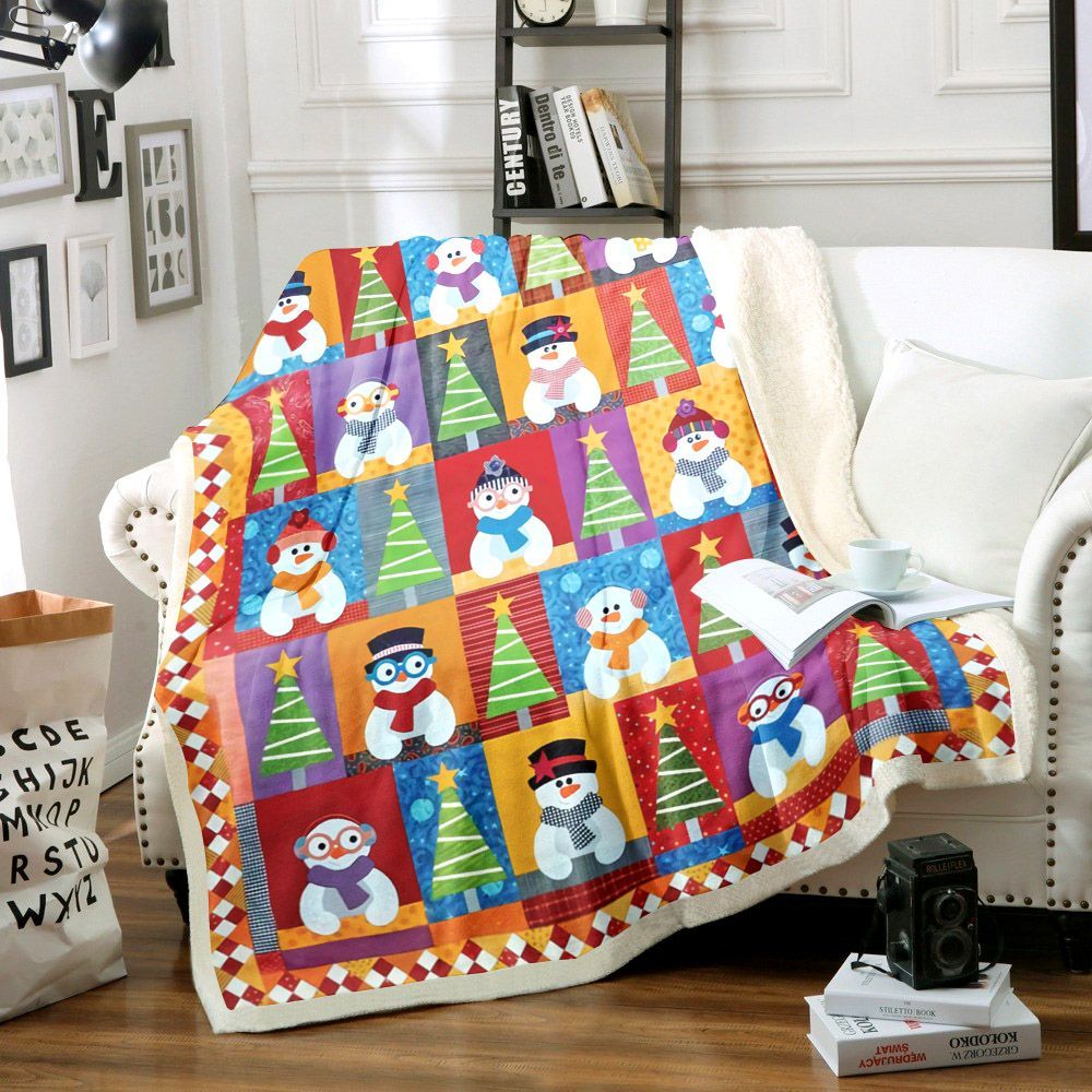Snowman Sherpa Fleece Blanket