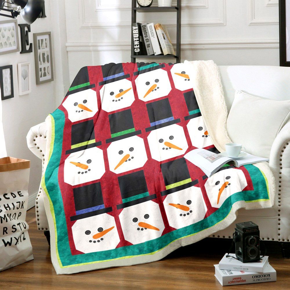 Snowman Sherpa Fleece Blanket