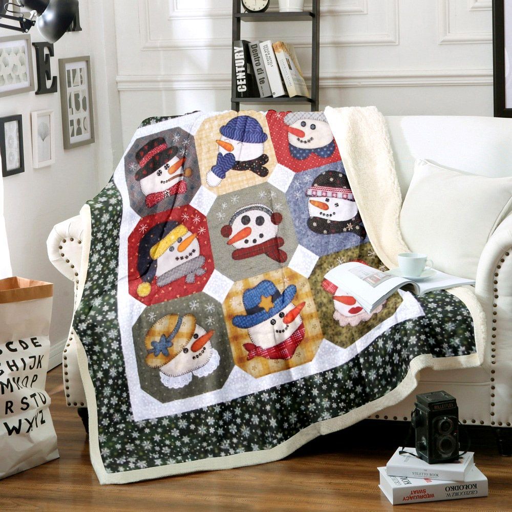 Snowman Sherpa Fleece Blanket
