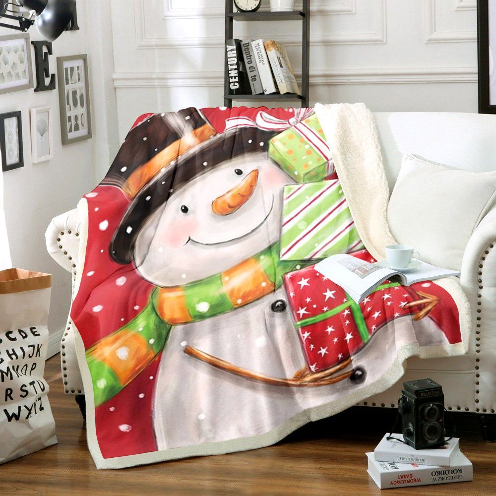 Snowman Sherpa Fleece Blanket