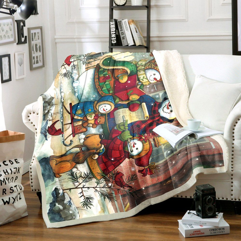 Snowman Sherpa Fleece Blanket