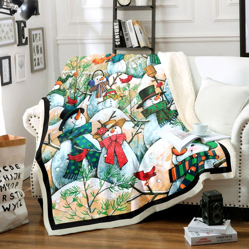 Snowman Sherpa Fleece Blanket