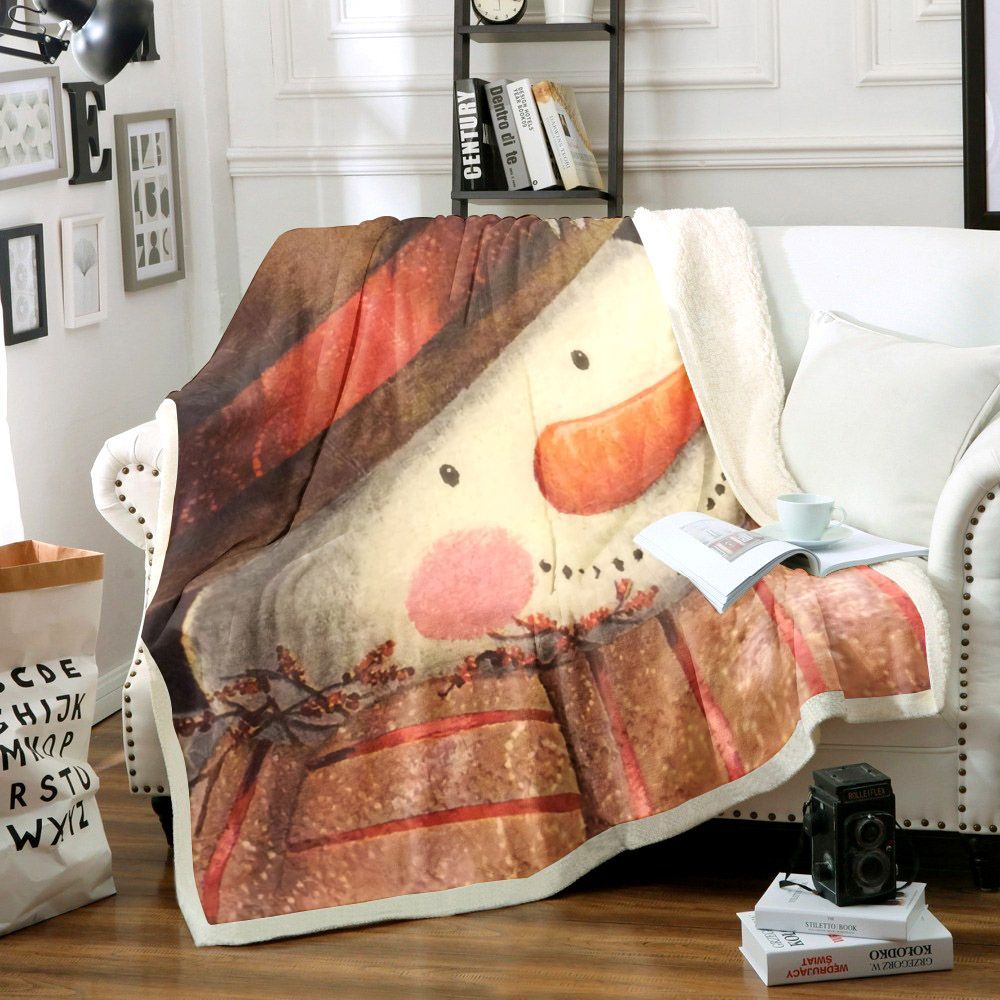 Snowman Sherpa Fleece Blanket