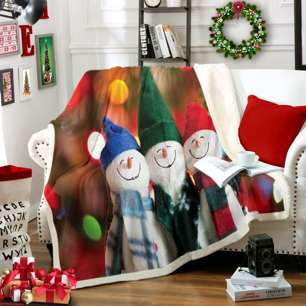 Snowman Sherpa Fleece Blanket