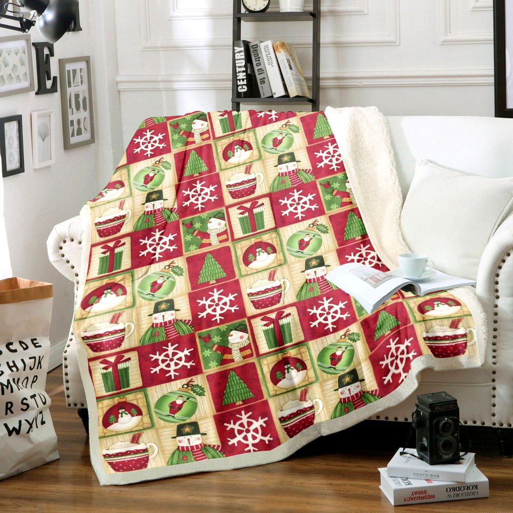Snowman Sherpa Fleece Blanket