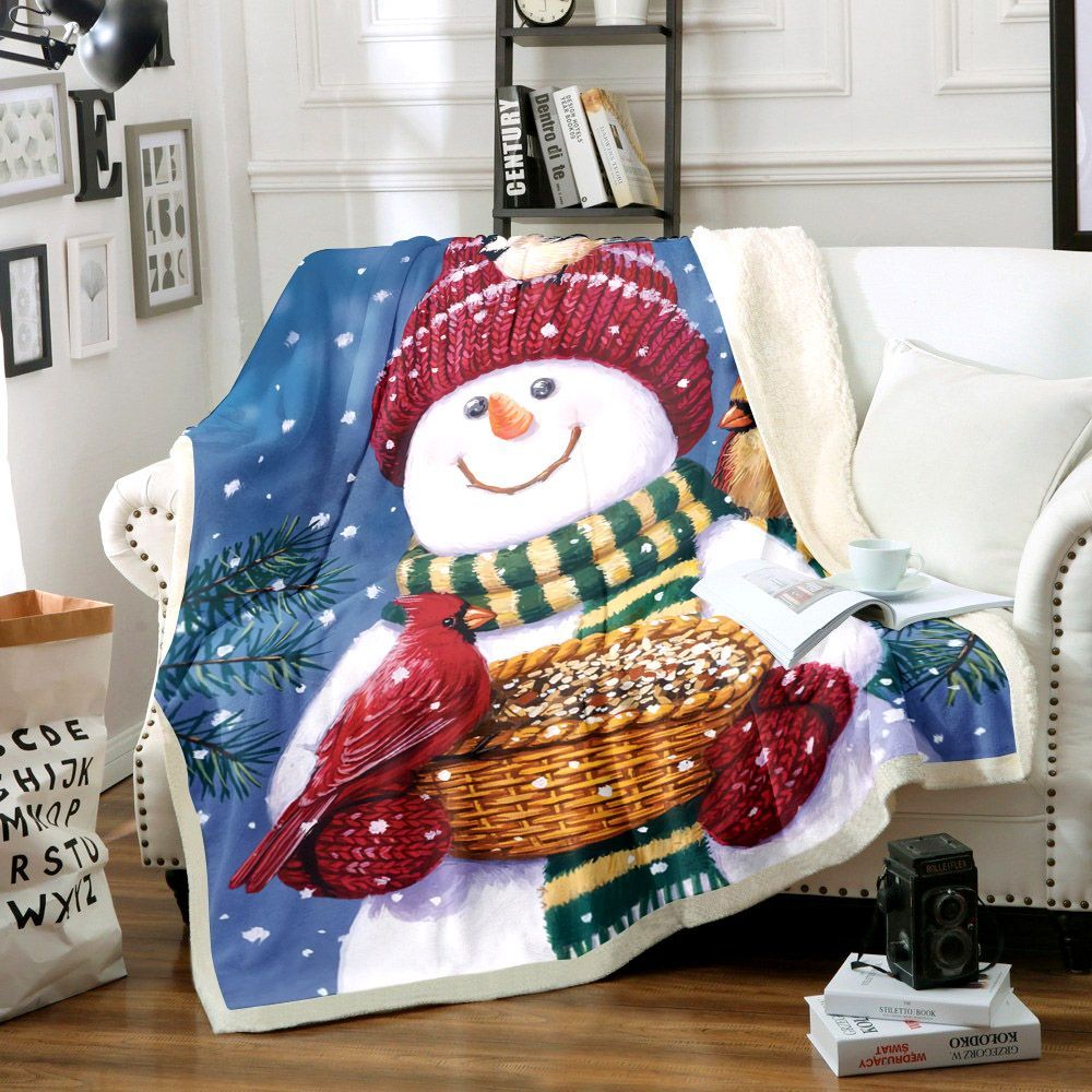 Snowman Sherpa Fleece Blanket