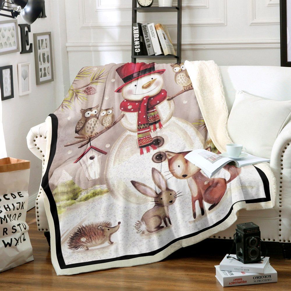 Snowman Sherpa Fleece Blanket