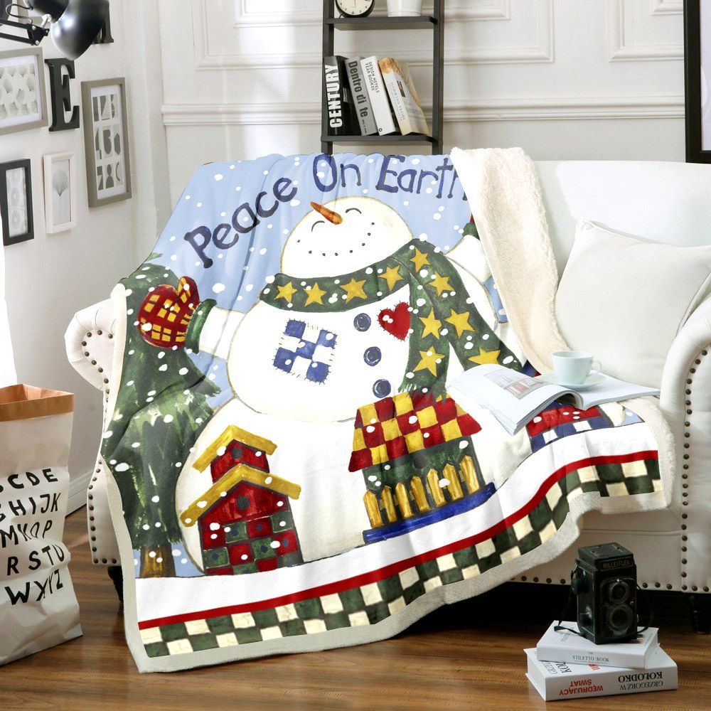 Snowman Sherpa Fleece Blanket