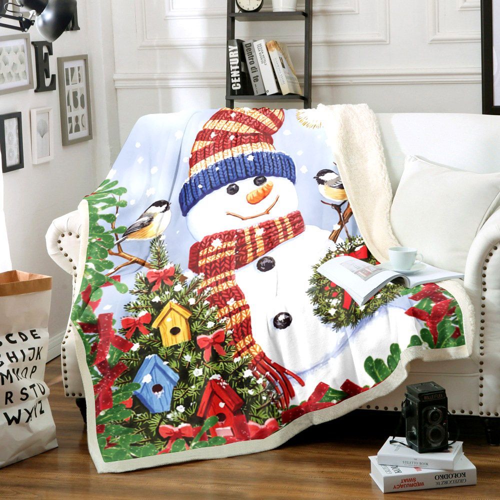 Snowman Sherpa Fleece Blanket
