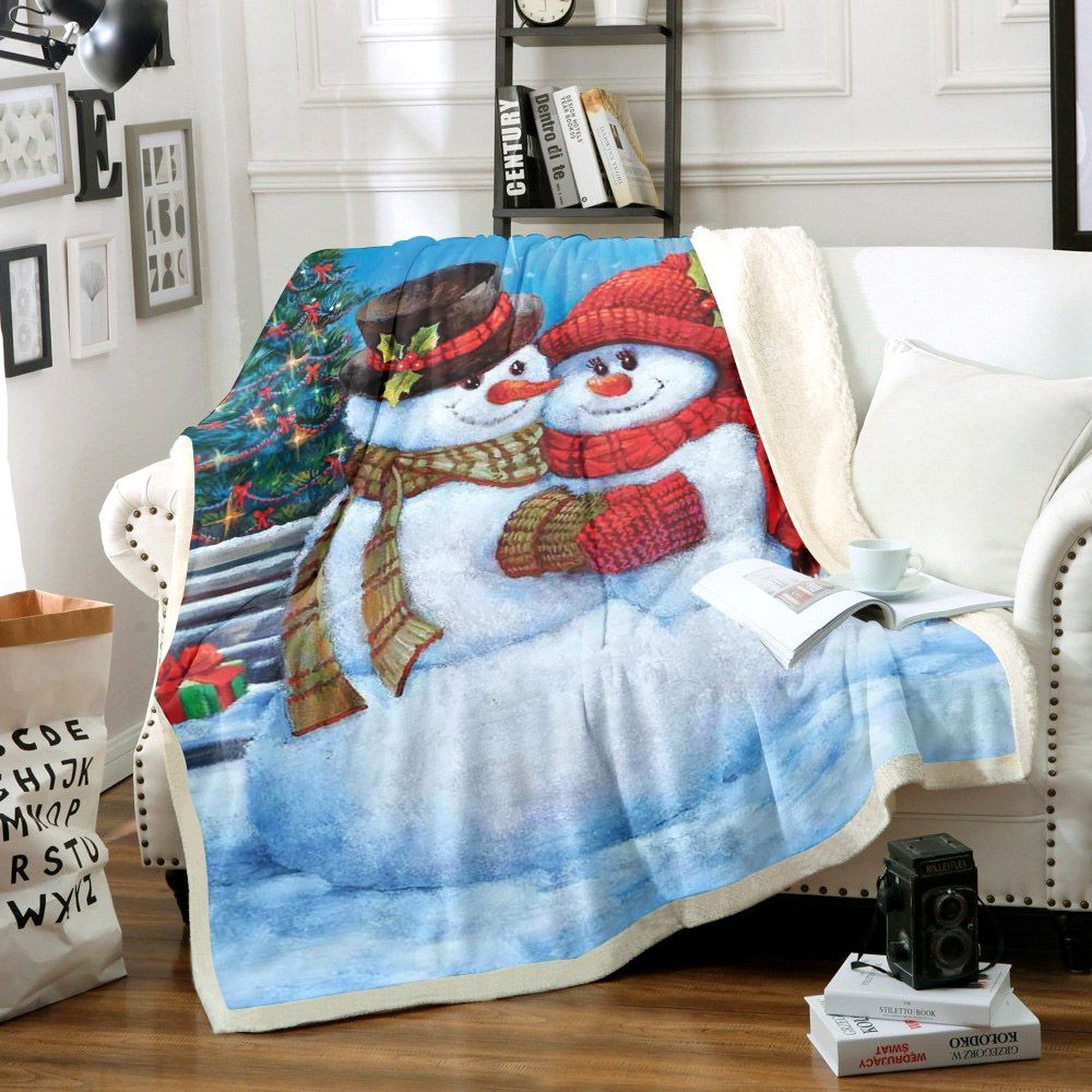 Snowman Sherpa Fleece Blanket
