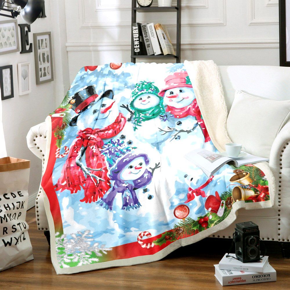 Snowman Sherpa Fleece Blanket