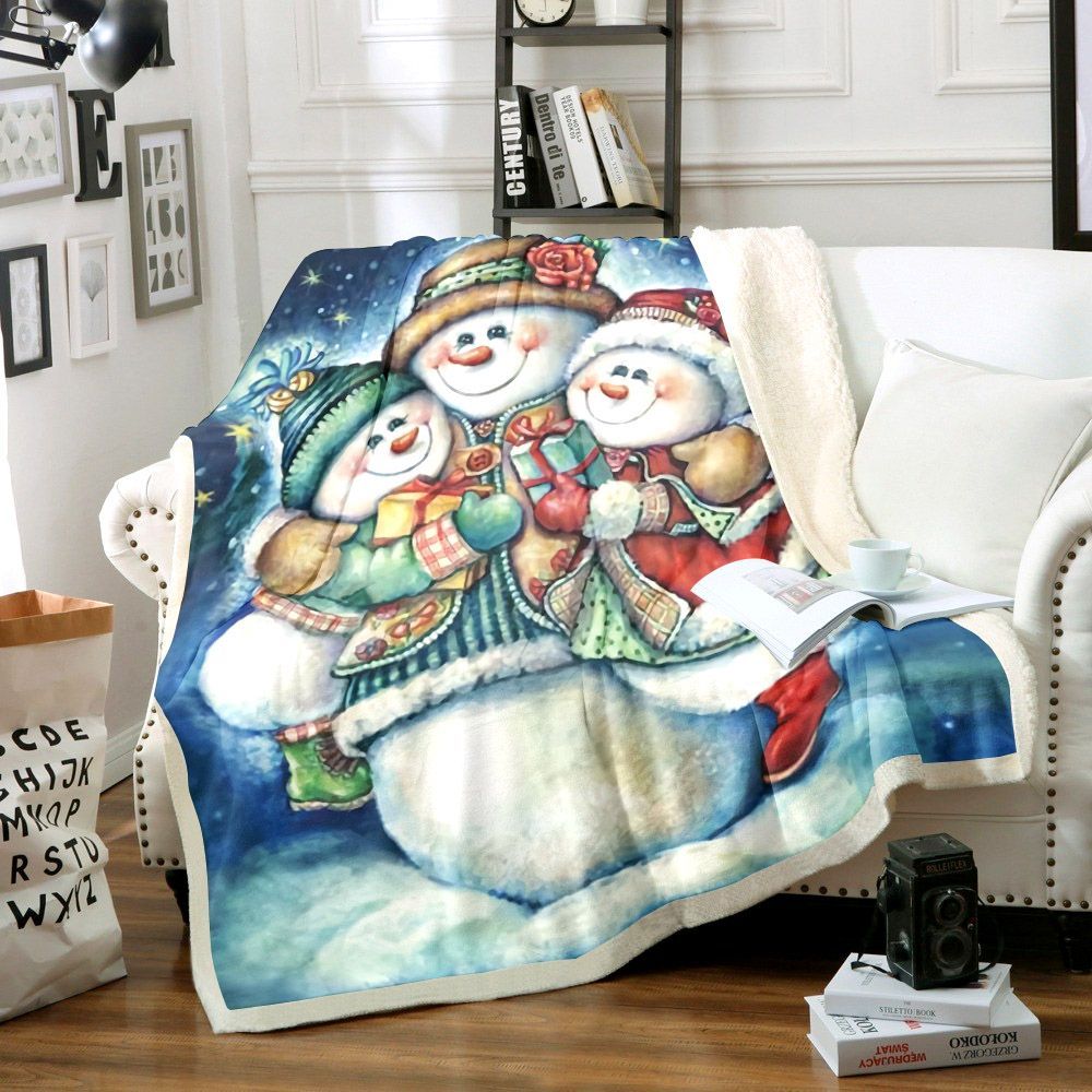 Snowman Sherpa Fleece Blanket