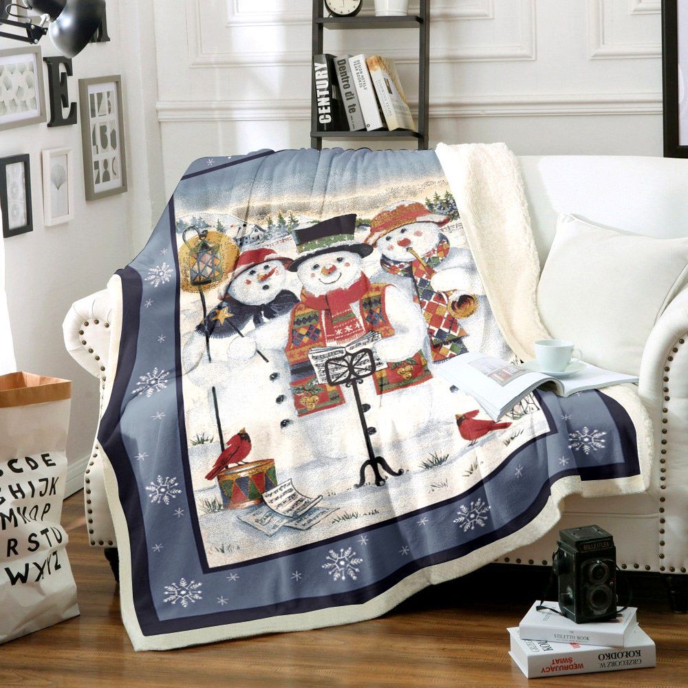 Snowman Sherpa Fleece Blanket