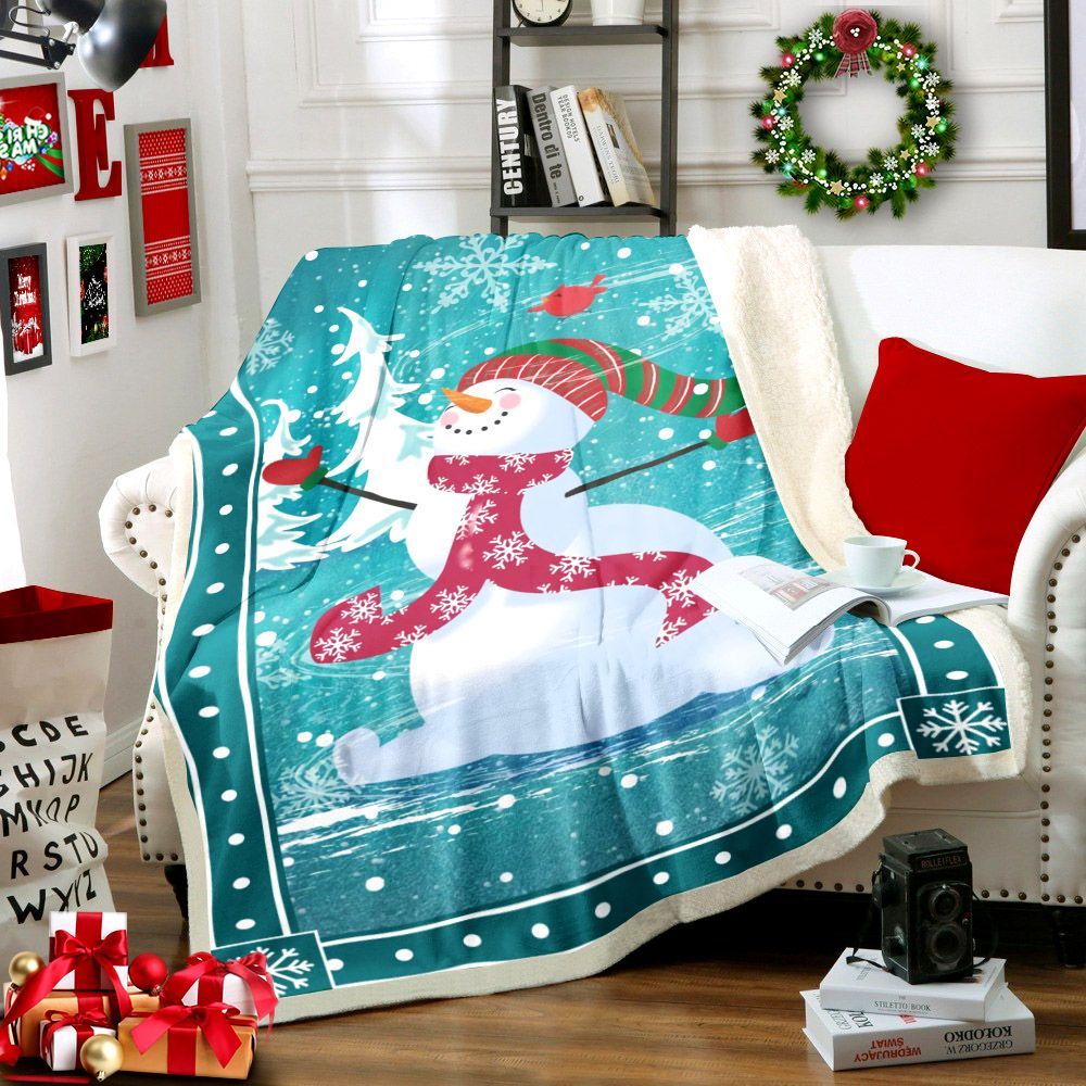 Snowman Sherpa Fleece Blanket