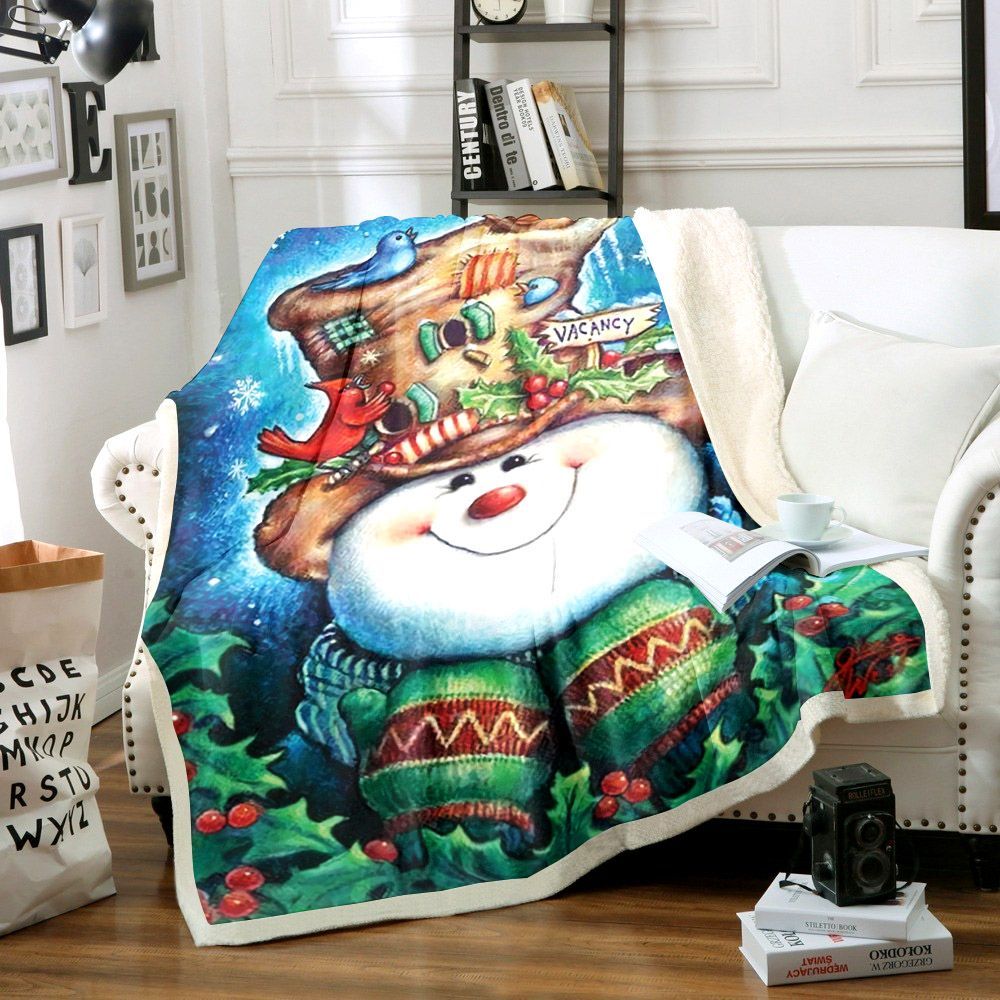 Snowman Sherpa Fleece Blanket