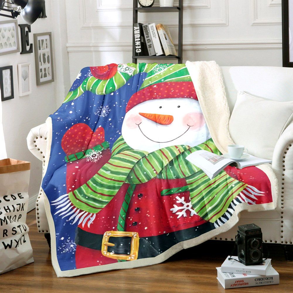 Snowman Sherpa Fleece Blanket