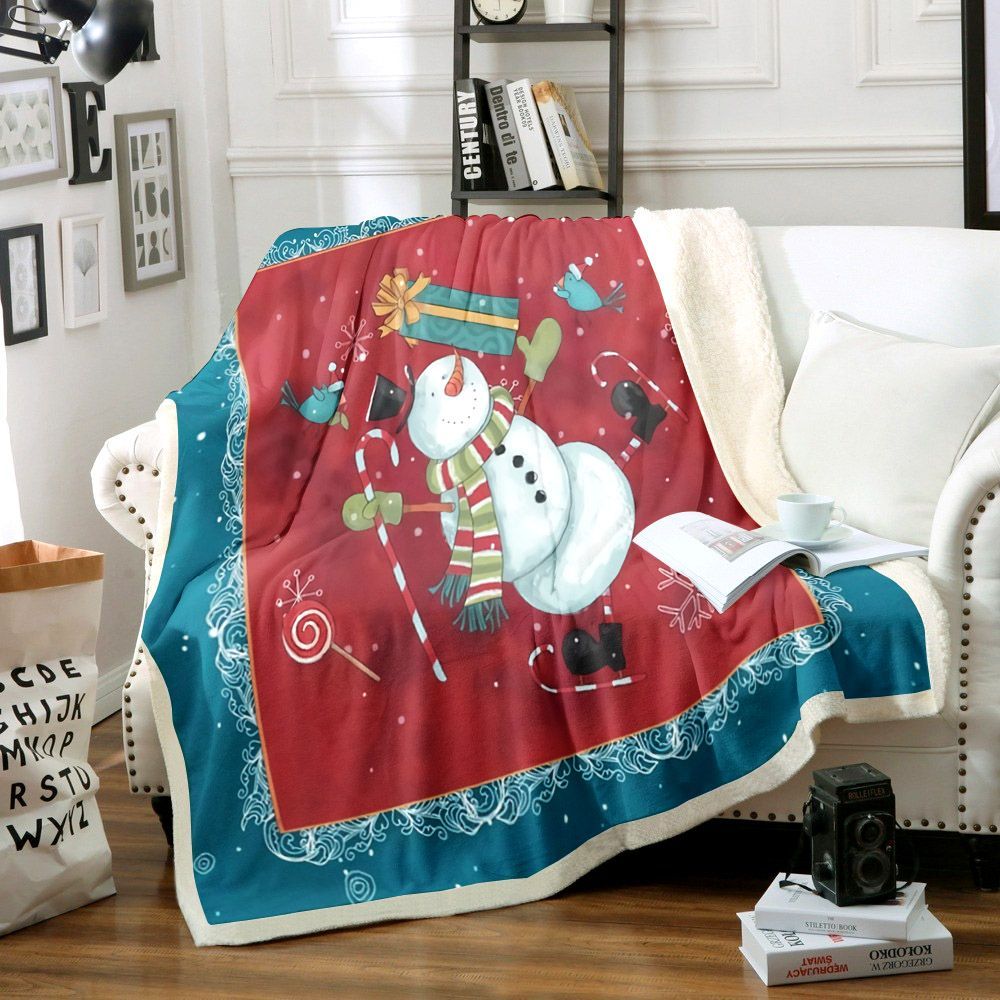 Snowman Sherpa Fleece Blanket
