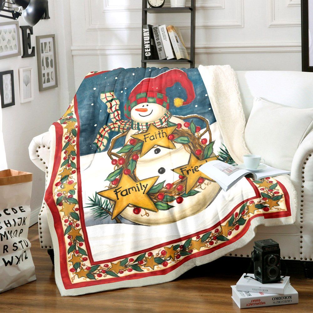 Snowman Sherpa Fleece Blanket