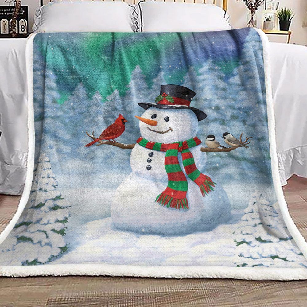 Snowman Sherpa Fleece Blanket