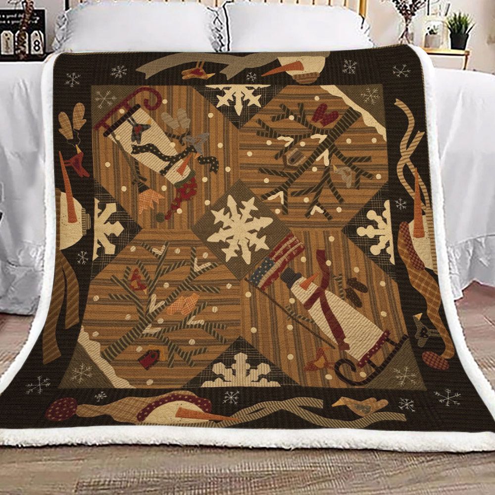 Snowman Sherpa Fleece Blanket